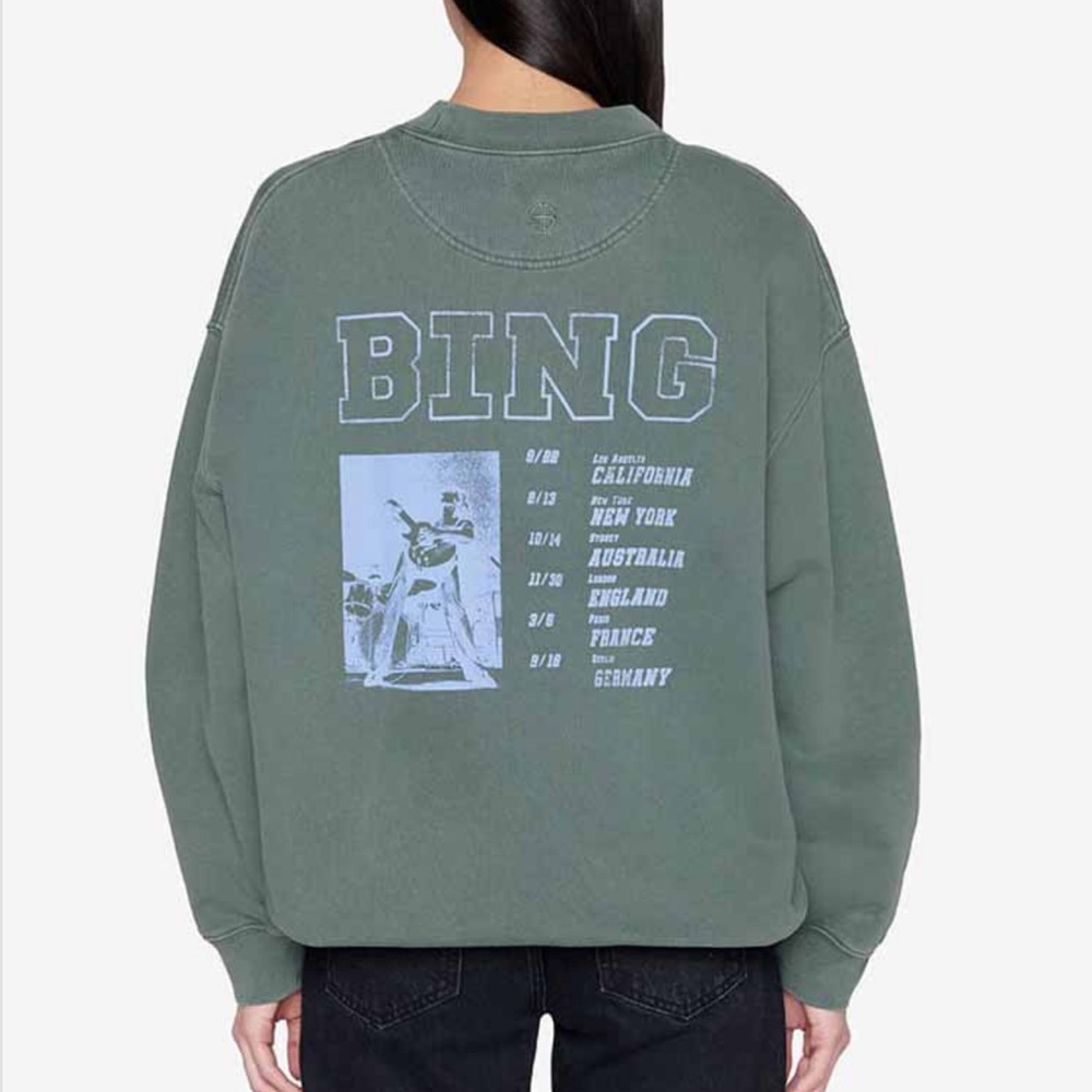 Anine Bing Green Graphic Sweatshirt